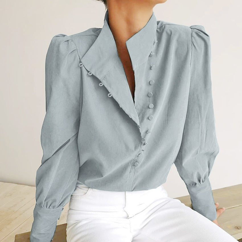 Diana™ | Classy Button-Front Long Sleeve Blouse