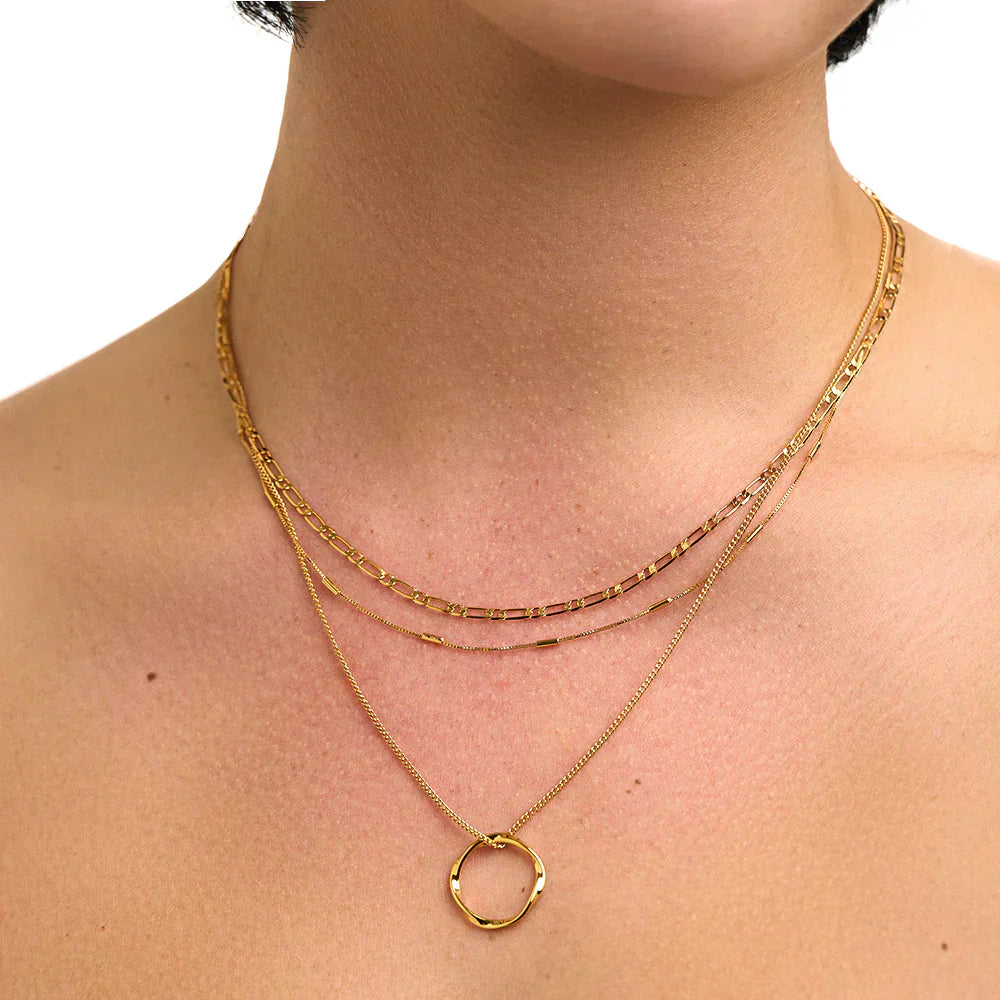 Nancy | Circle Three-Row Necklace | 18k Gold