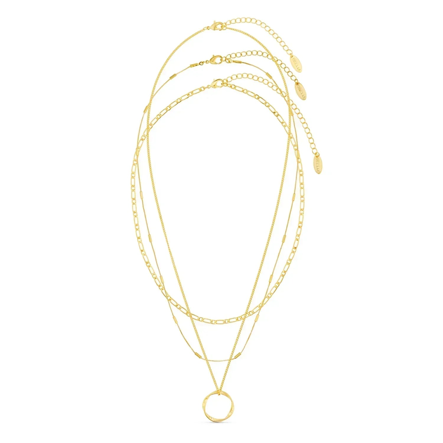 Nancy | Circle Three-Row Necklace | 18k Gold