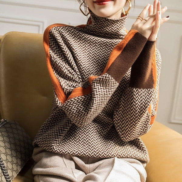 Eleanor™ | Herringbone Luxe Turtleneck