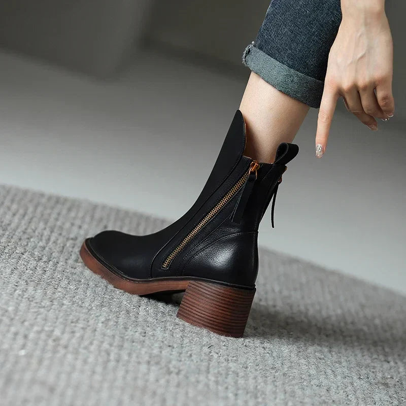 Cheryl™ | Leather-Like Ankle Boots
