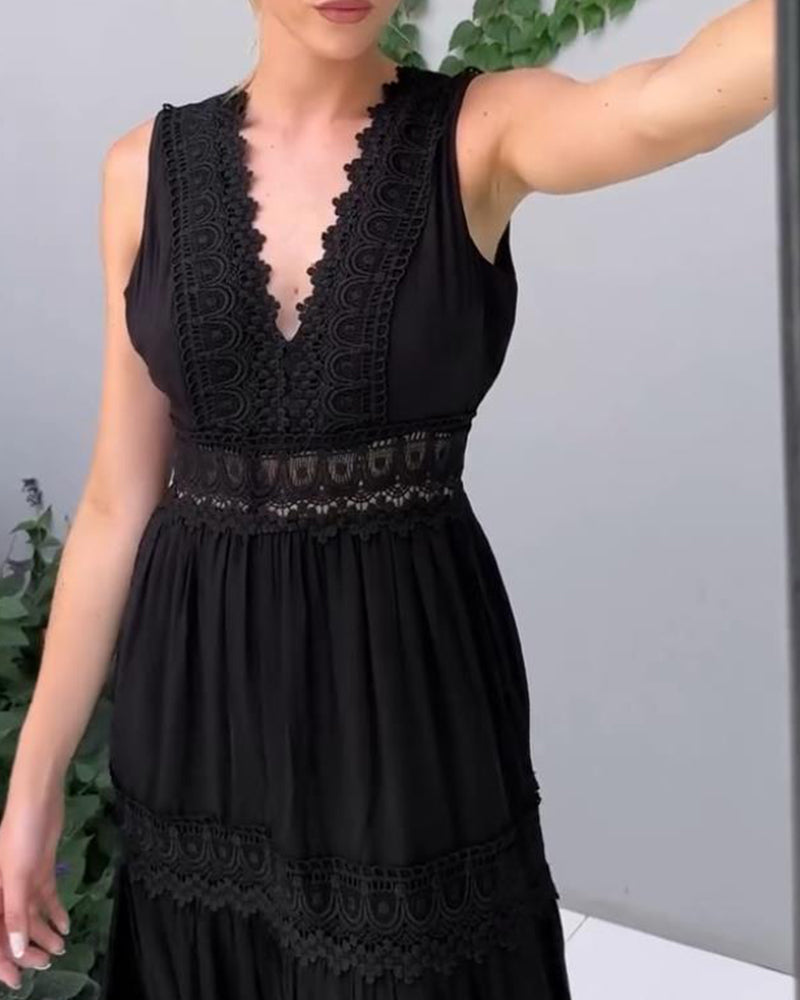 Charlotte | Handcrafted Lace Dress with V-Neck