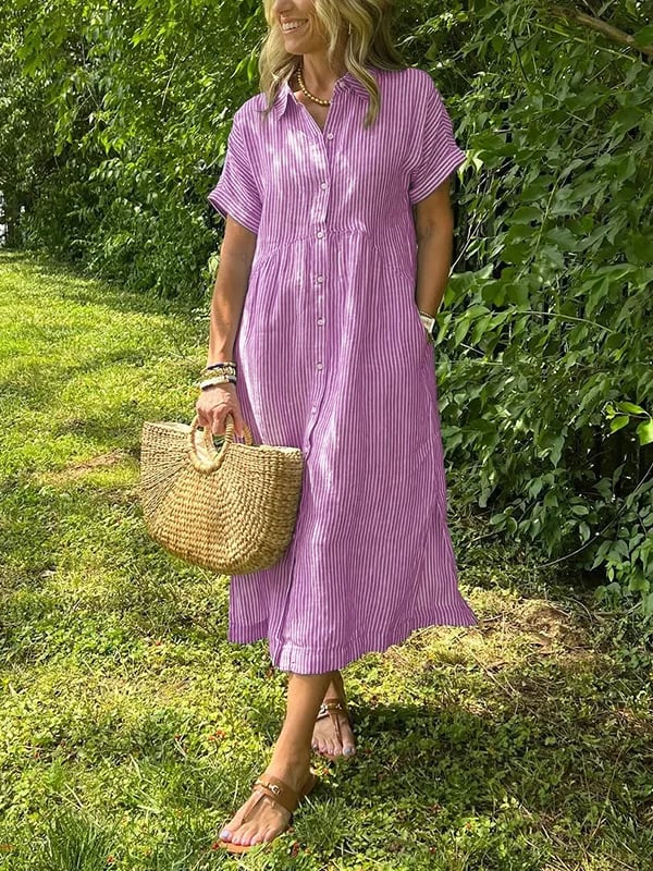 Monelle Limited™ | Elegant Striped Shirt Dress