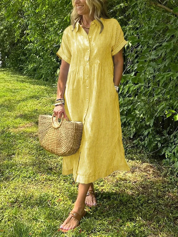 Monelle Limited™ | Elegant Striped Shirt Dress