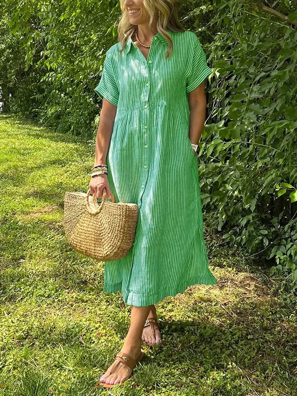Monelle Limited™ | Elegant Striped Shirt Dress