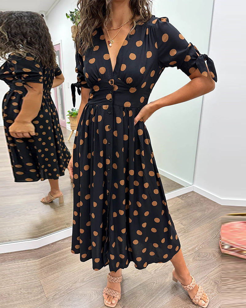 Monica™ | Elegant Polka Dot Dress
