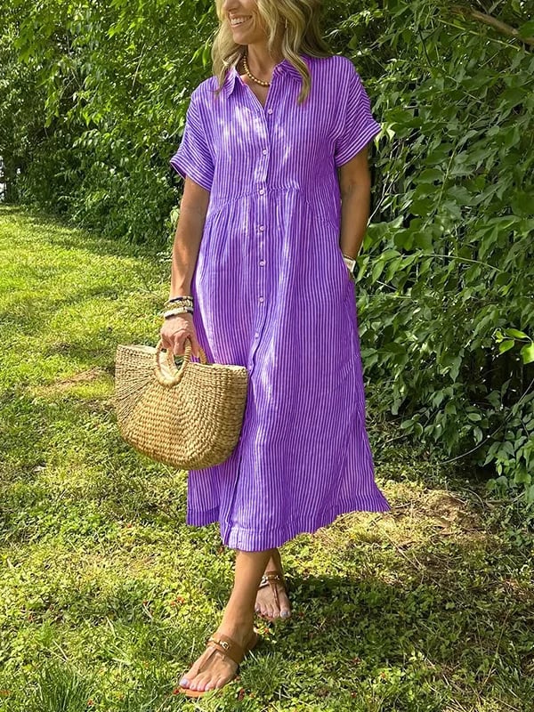 Monelle Limited™ | Elegant Striped Shirt Dress