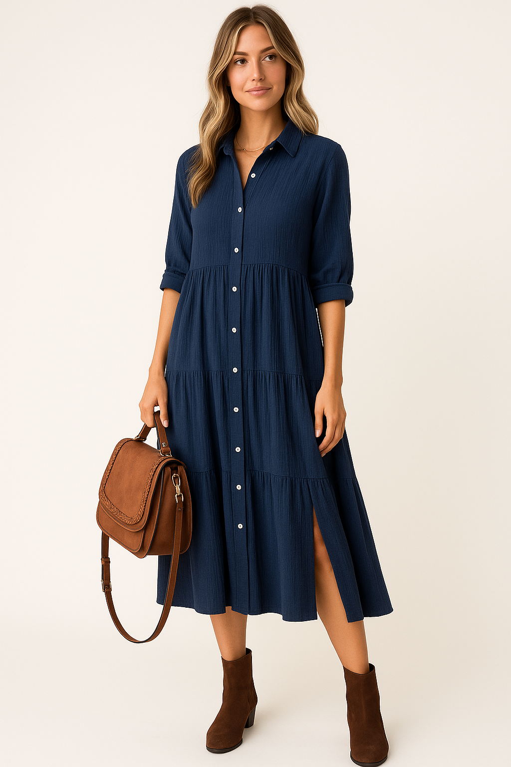 Monelle | Luxurious Shirt Dress with Ruffles