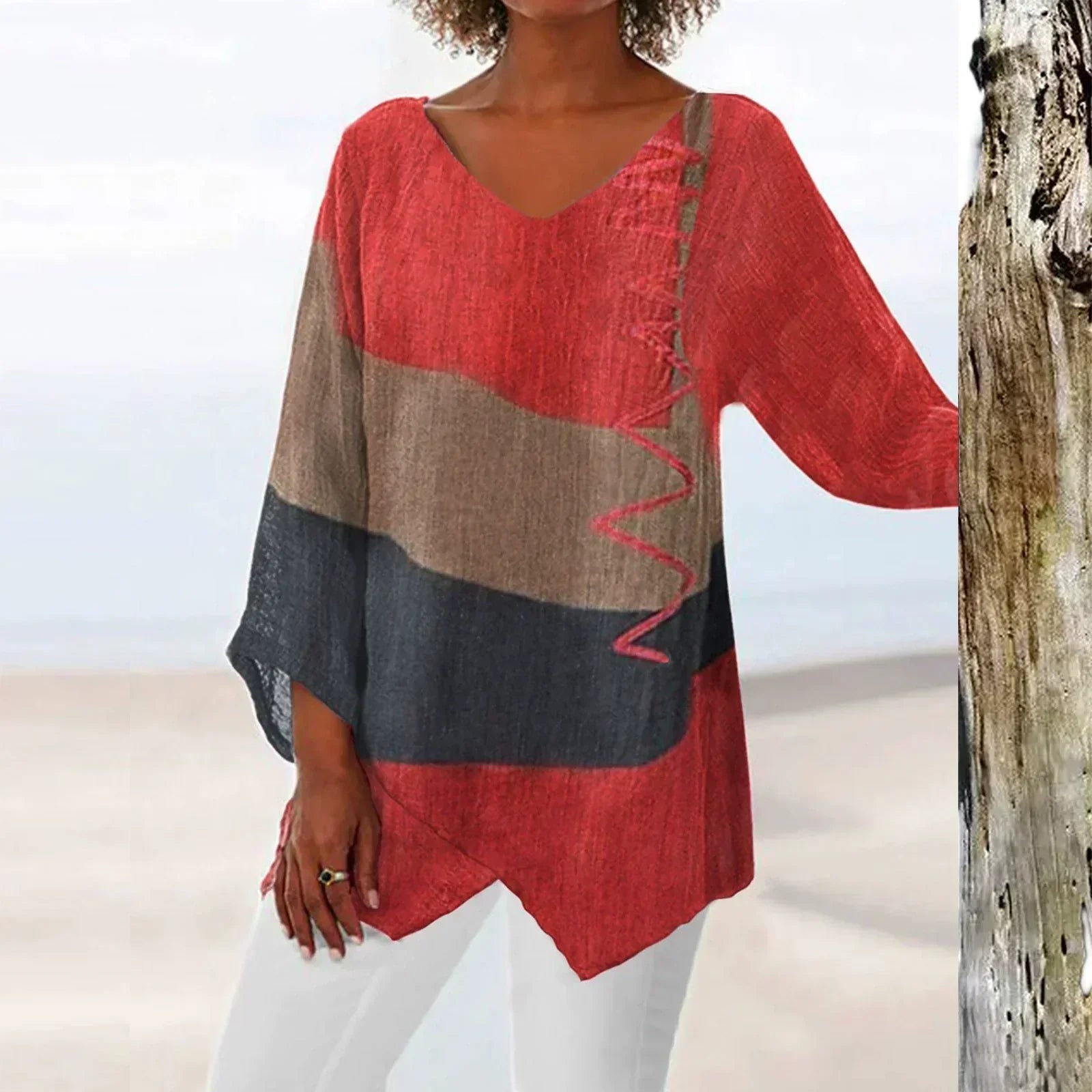 Ellie™ | Artistic V-neck Tunic Shirt