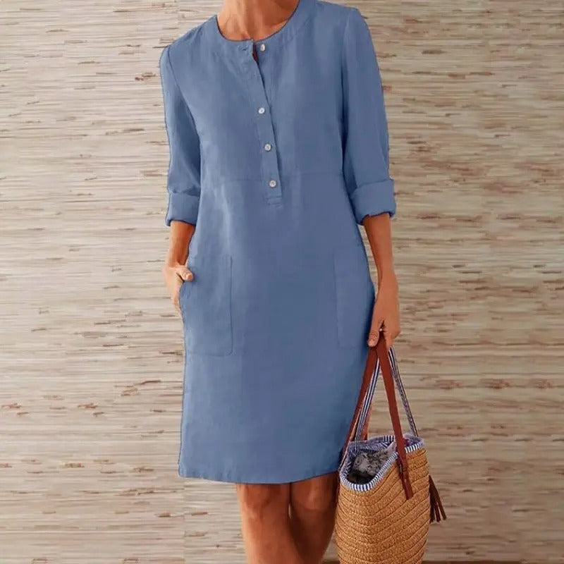 Monelle | Long-Sleeved Linen Dress