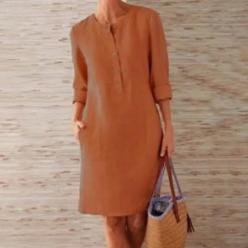 Monelle | Long-Sleeved Linen Dress