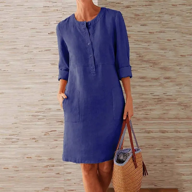 Monelle | Long-Sleeved Linen Dress
